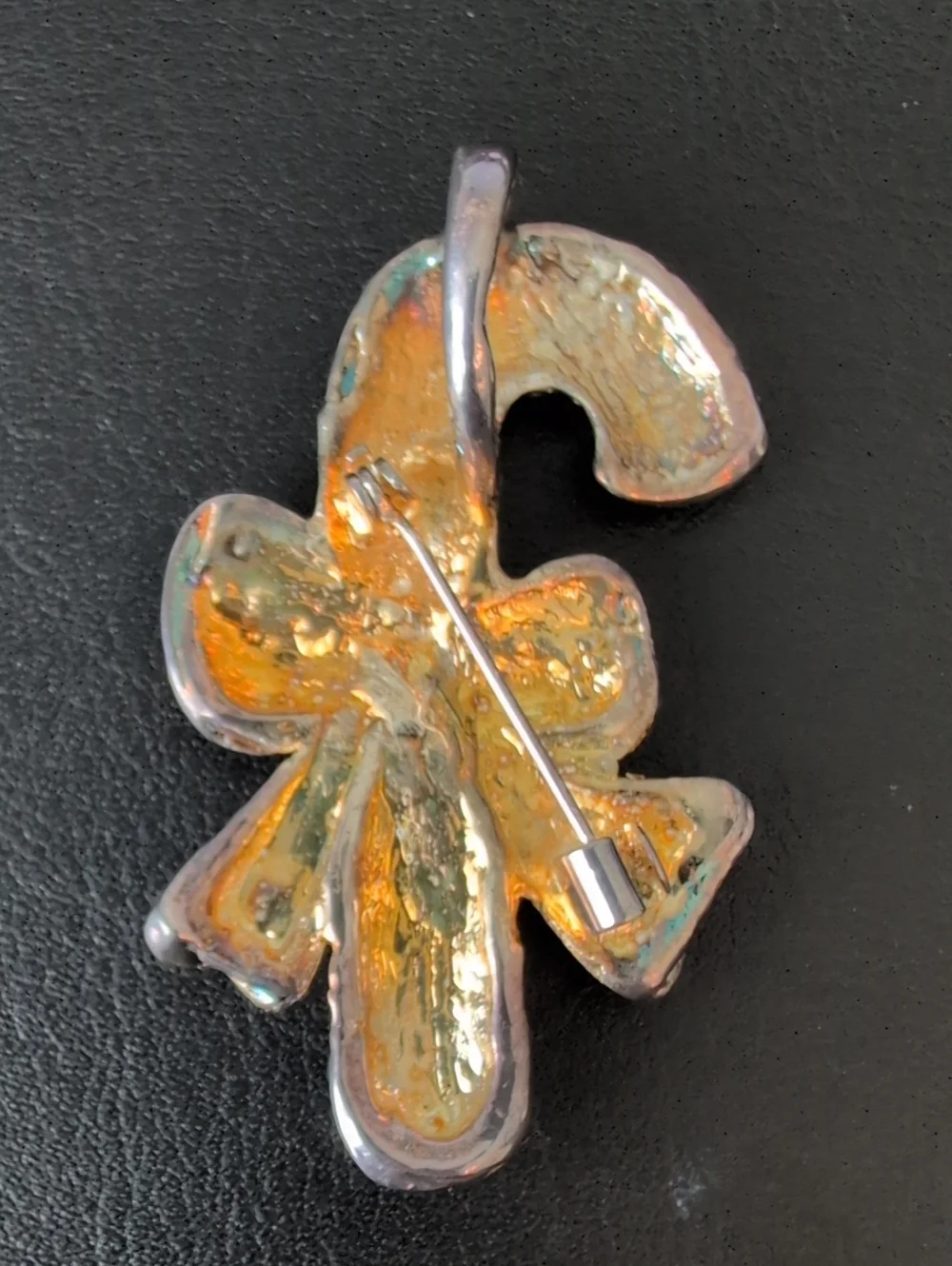 Vintage Candy Cane Christmas Brooch Pendant with Bow